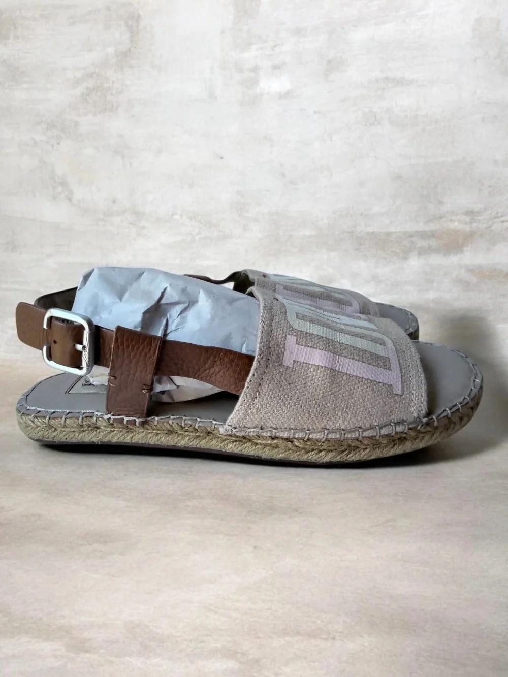 Women’s Beige Espadrille Slingback Sandal LOVE on top